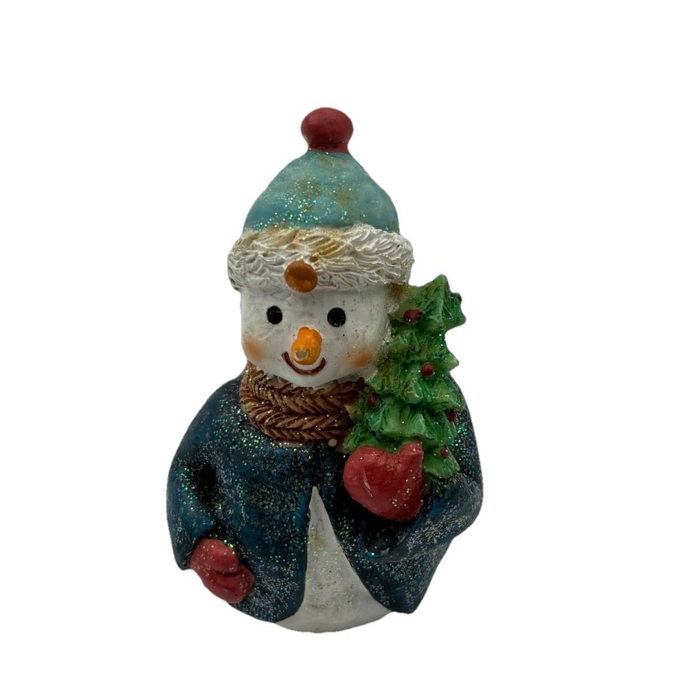 Vintage Glitter Snowman Christmas Collectible Decor